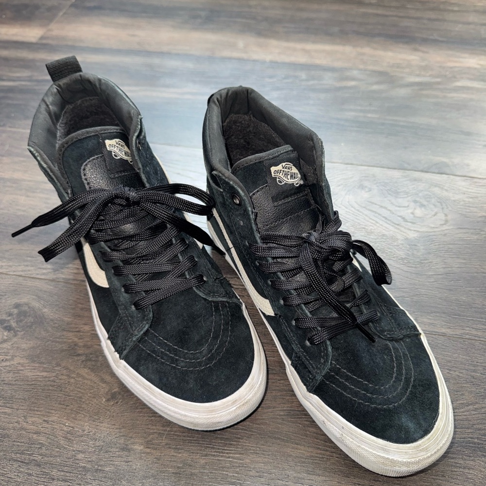 Vans SK8-Hi Zip Black Suede High Top Skate Shoes Mens 7.5 Womens 9.0